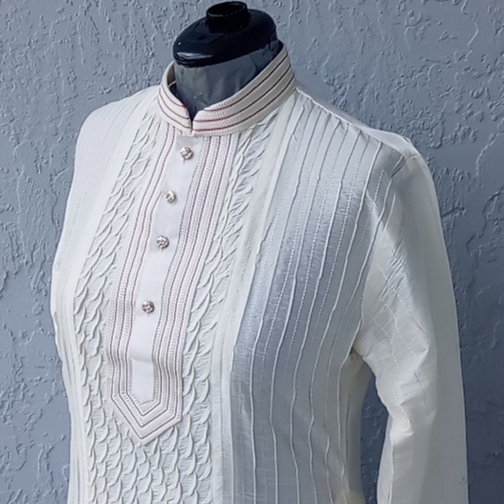 ETERNAL Off White Dupion Cotton Readymade Kurta